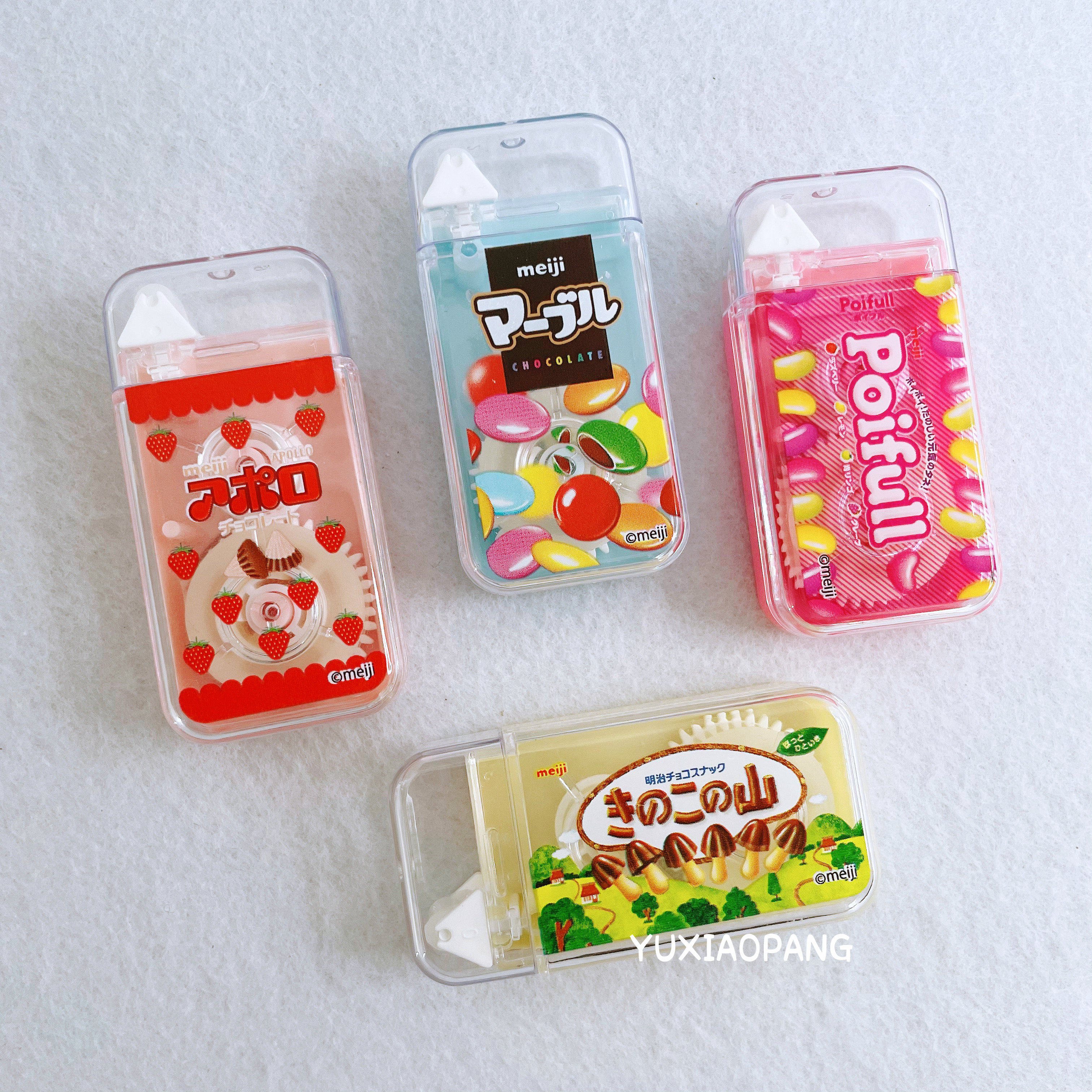 明治meiji零食图案限定 日本 funbox迷你点点胶便携式双面豆豆贴