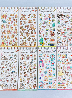 迪士尼三丽鸥史努比哆啦A梦限定 日本制 kamio限量款水彩风贴纸