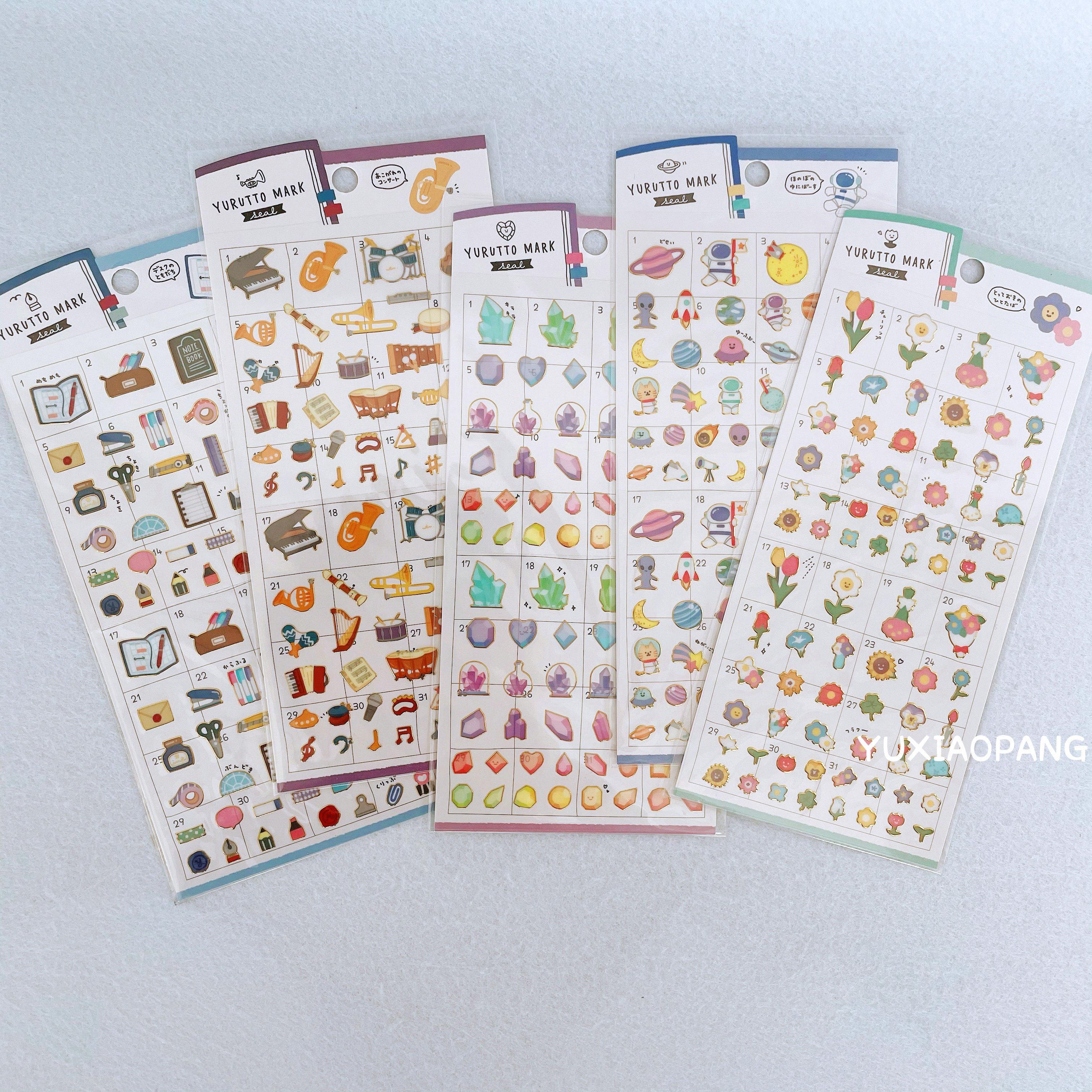 悠闲记录系列限定 日本 crux烫金贴纸手账素材文具乐器宇宙花朵