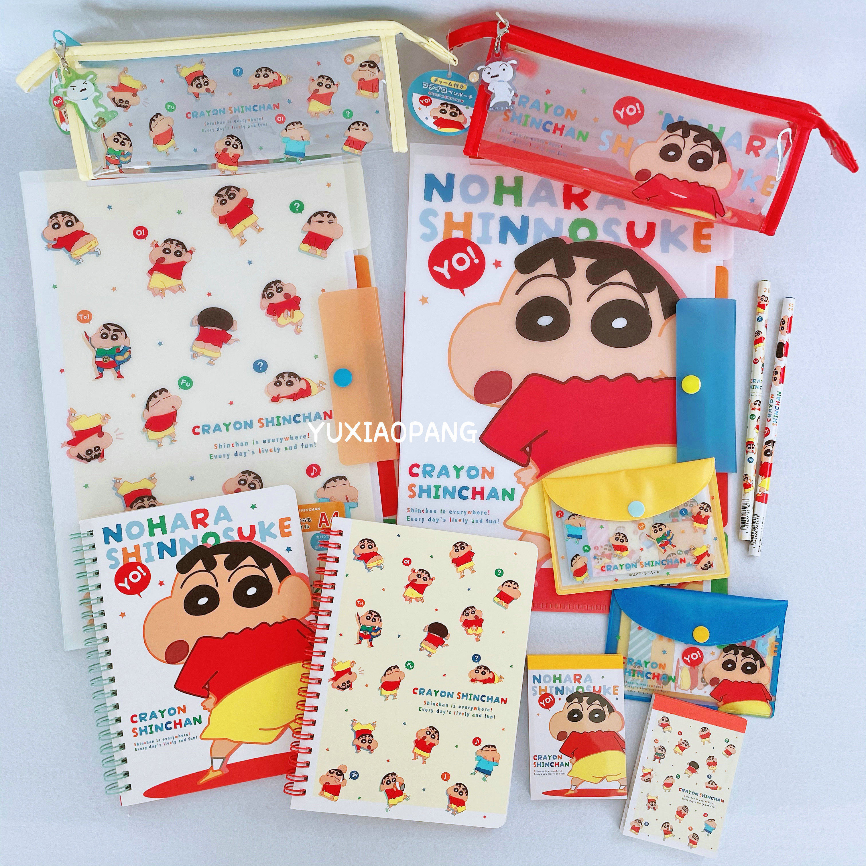 蜡笔小新文件夹PVC笔袋便签