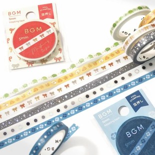 可爱元素限定 日本BGM限量窄款烫金和纸胶带手账拼贴素材花边装饰