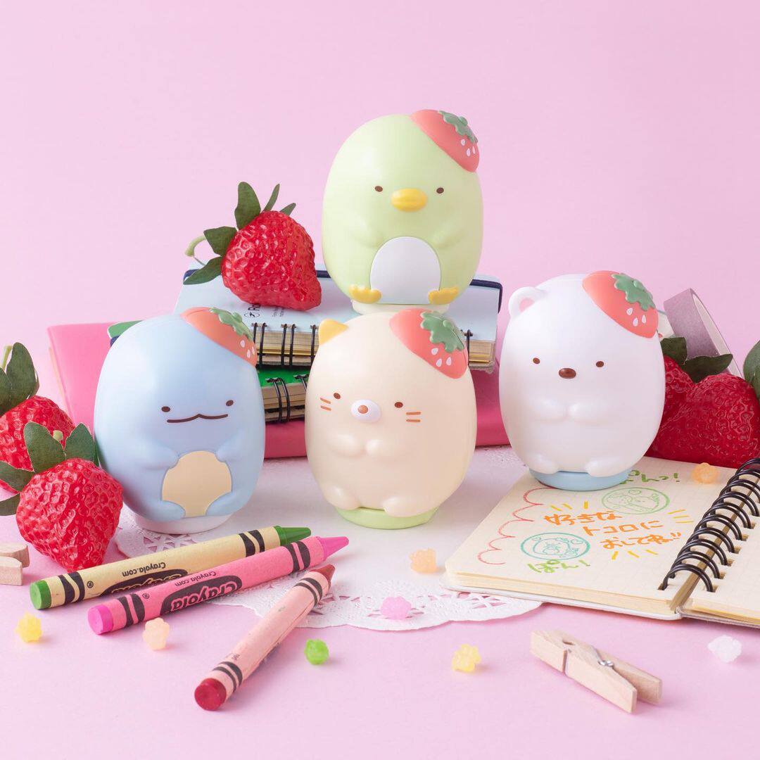 角落生物草莓系列 日本 万代bandai正版扭蛋人物摆件印章无壳扭蛋