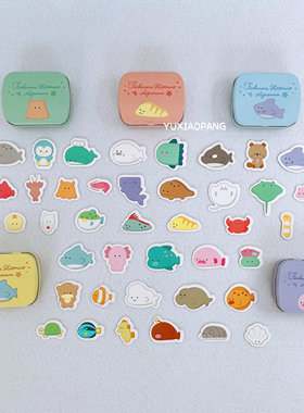 小眼睛水族馆 日本 YELL正版扭蛋海洋动物铁盒装PVC贴纸16枚入