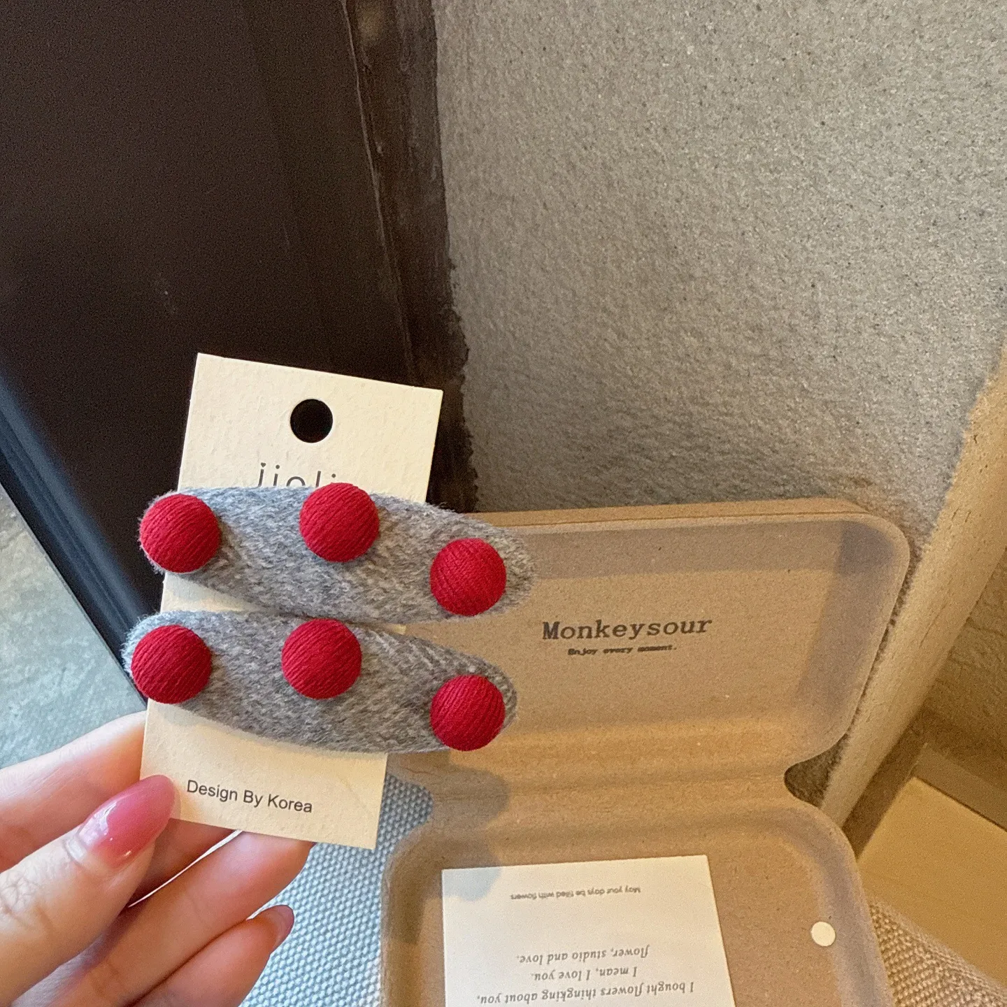 韩系椭圆红色球球毛呢bb夹发夹刘海夹发饰