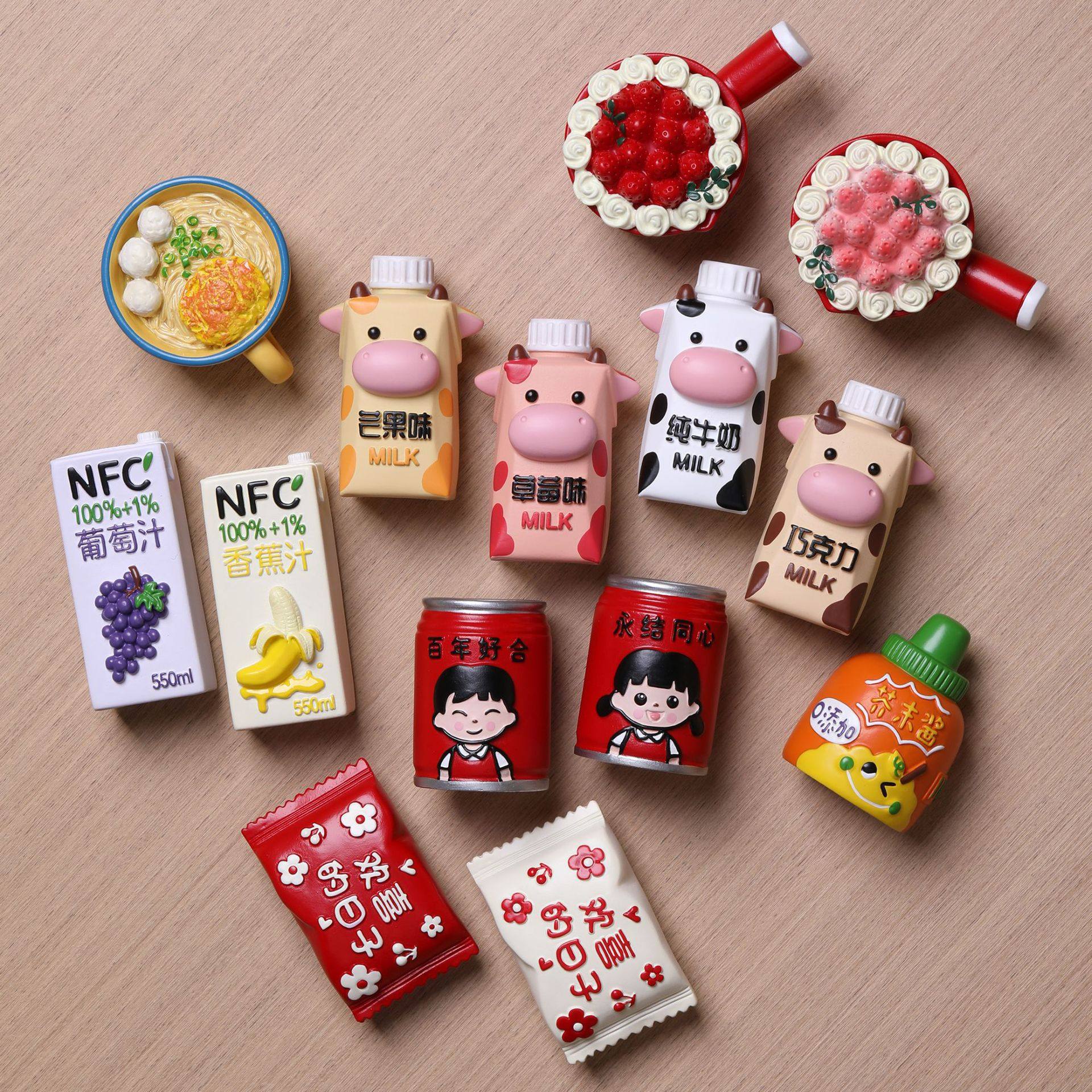 正品-兔鸭家冰箱贴可爱创意卡通美食文创马卡龙蛋糕居家装饰品