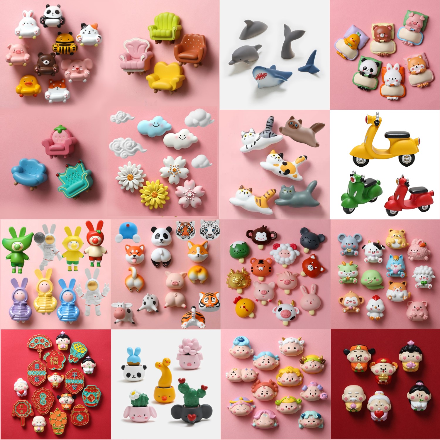 兔鸭家可爱沙发冰箱贴动物凳子文创磁贴卡通居家装饰品摆件冰箱贴