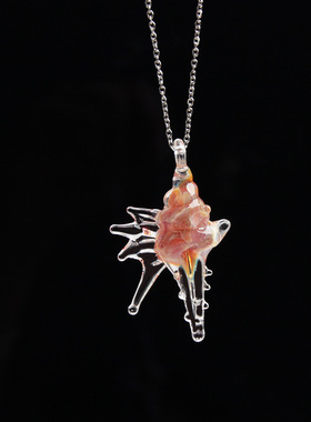 淄博琉璃美人鱼海螺吊坠玻璃手工饰品水晶配饰项链高级感小众