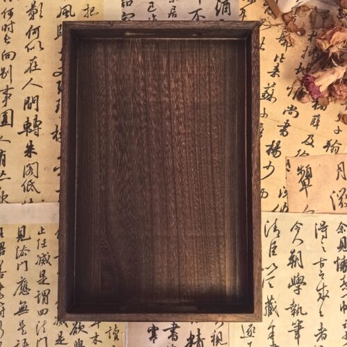 中式烧桐木包角托盘茶咖通用