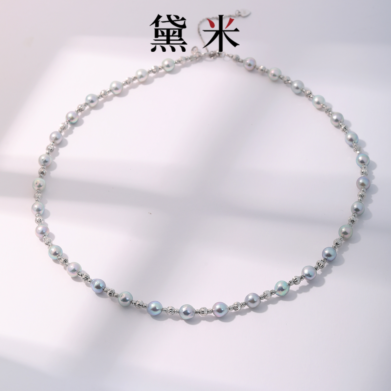 5-6mm海水银灰色珍珠手链s925银