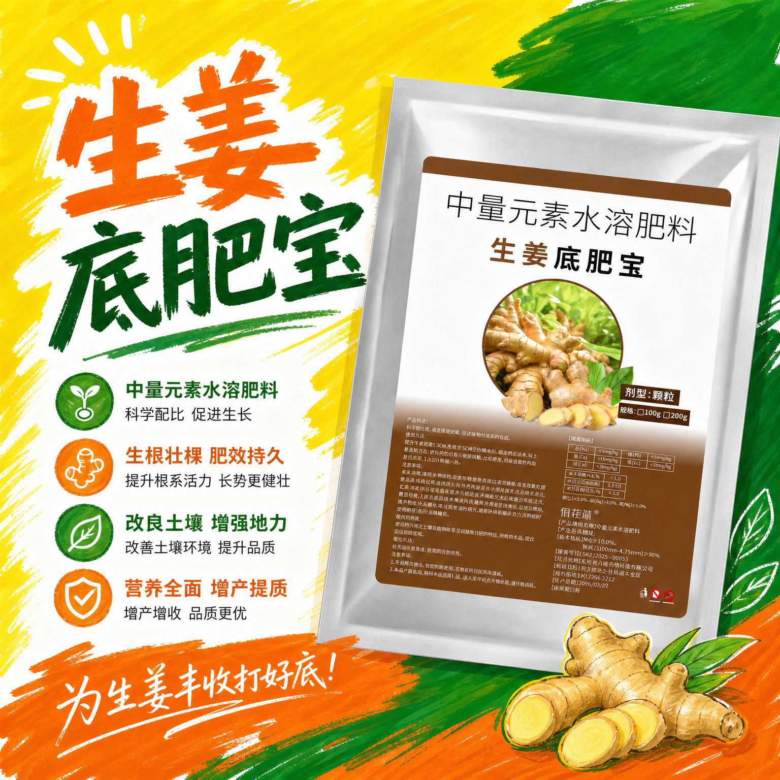 生姜底肥宝促姜芽萌发茎叶浓绿块茎快速膨大防姜瘟提质增产大丰收图片