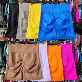 外贸健身短裤 瑜伽速干紧身无缝透气高腰弹蜜桃提臀跑步运动四分裤