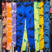 外贸健身裤 女 瑜伽运动蜜桃扎染高腰弹速干紧身跑步无缝提臀九分裤