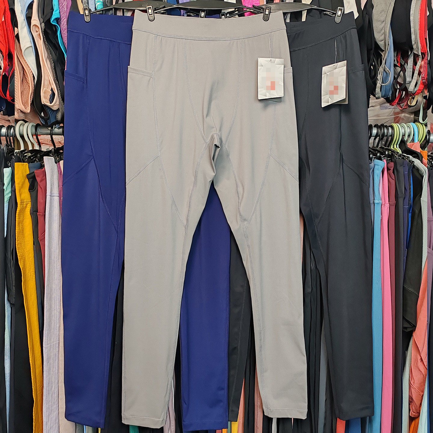 外贸男士运动紧身裤口袋户外跑步弹力宽腰大码瑜伽健身速干裤子