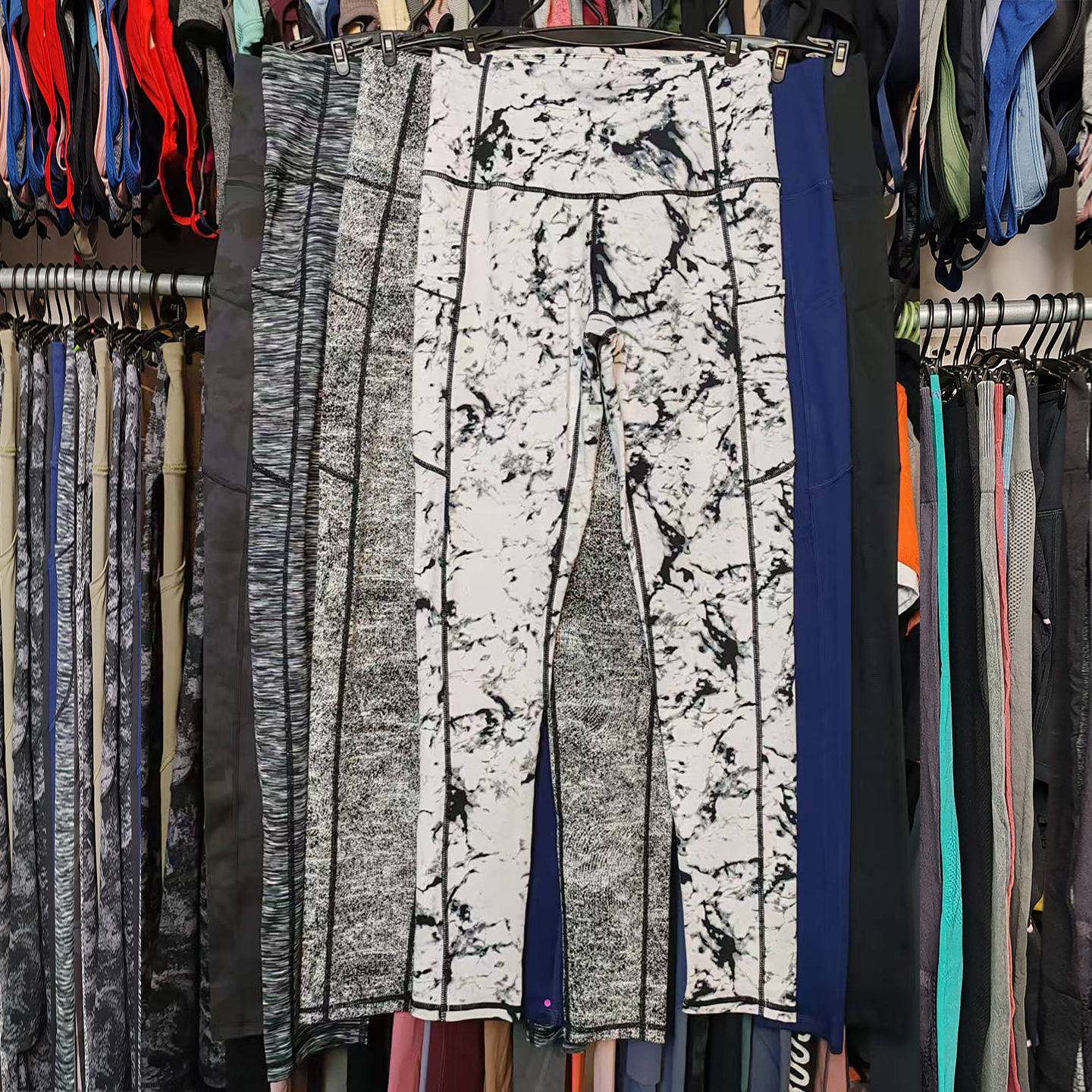 外贸运动健身裤瑜伽裤高腰口袋柔软透气弹力紧身跑步大码长裤子女