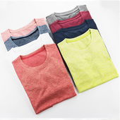 宽松短袖 外贸t恤休闲运动瑜伽健身服男女通穿夏薄款 上衣速干大码