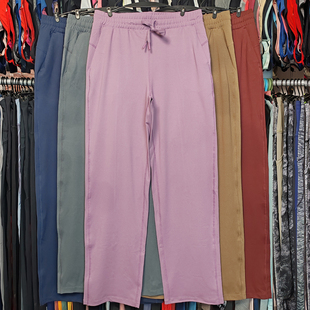 子女 跑步运动休闲健身瑜伽长裤 外贸直筒裤 高腰速干口袋弹柔软大码