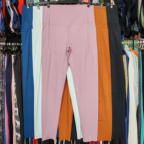 外贸瑜伽无缝高腰紧身运动健身跑步口袋速干裸感柔软弹瑜伽长裤女