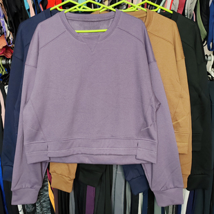 外贸女士卫衣瑜伽圆领抓绒套头宽松休闲舒适透气大码 运动上衣 长袖