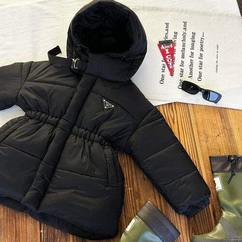BabyKing 25新款日系童装中古潮童DD时尚倒三角连帽棉服