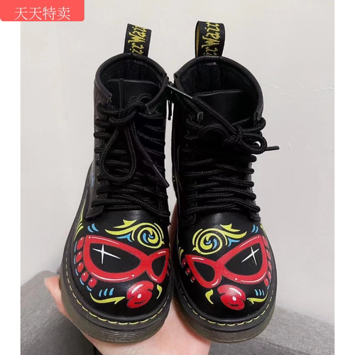Babyking2023新款绝版儿童宝宝洋气个性男女童鞋靴子马丁靴帆布鞋