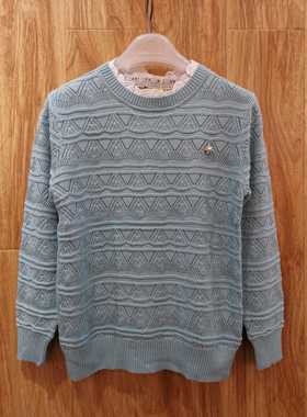 20506女童薄款棉涤秋冬新款儿童装线衣套头圆领中大童