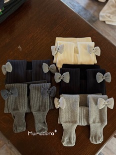 新款 纯色儿童复古打底裤 外穿打底裤 LK959女童小童加绒连脚袜冬季