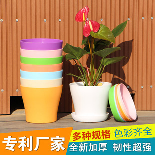 塑料花盆树脂pp绿植阳台树脂塑料彩色加厚多肉花盆送托盘5个包邮