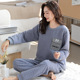 夹棉夹层秋冬家居服套装 薄款 空气棉睡衣女士春秋纯棉长袖 2024新款