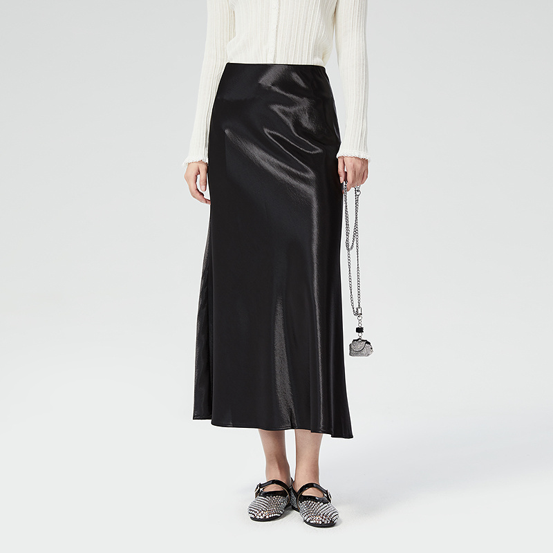 普普风2025年秋季时尚优雅气质精致半身裙珠光缎面鱼尾半裙女9730