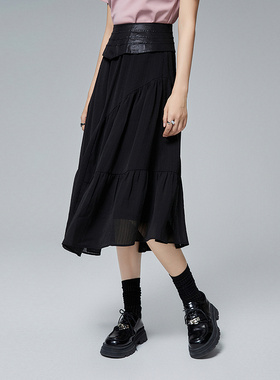 普普风白色不规则分割肌理半裙（加腰封）女2024夏季新款20676