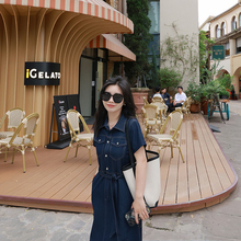 尔尔小个子 适合143-155身高 牛仔连衣裙短袖收腰长款裙子牛仔裙