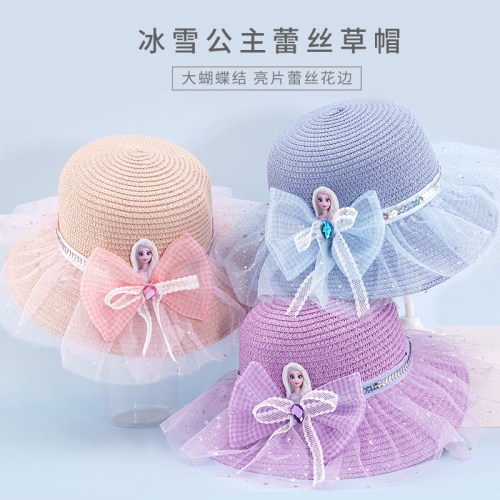 女童防晒帽可爱遮阳草帽