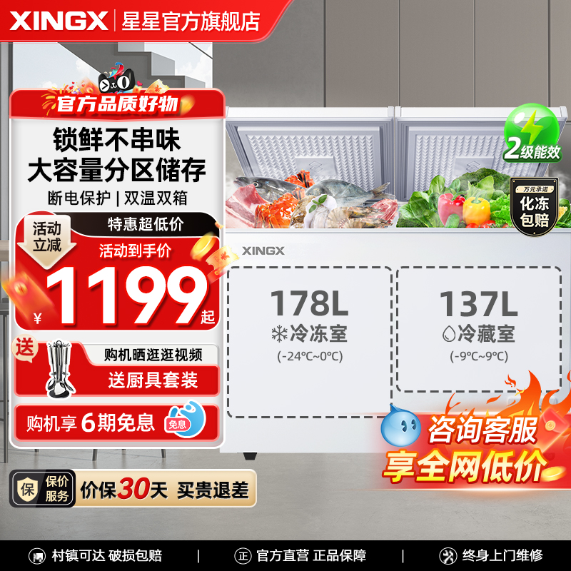 星星家用商用大容量双温冰箱冷柜
