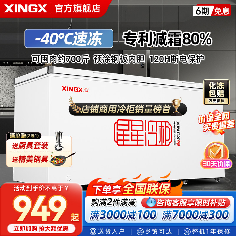 星星冰柜商用冷冻柜大容量冷藏冷冻卧式单温雪柜保鲜冰柜