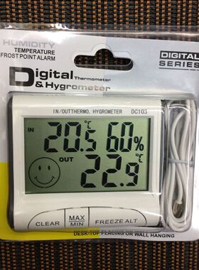 新款DC103家用电子温度计迷你 数显室内温湿度计 带时钟湿度表
