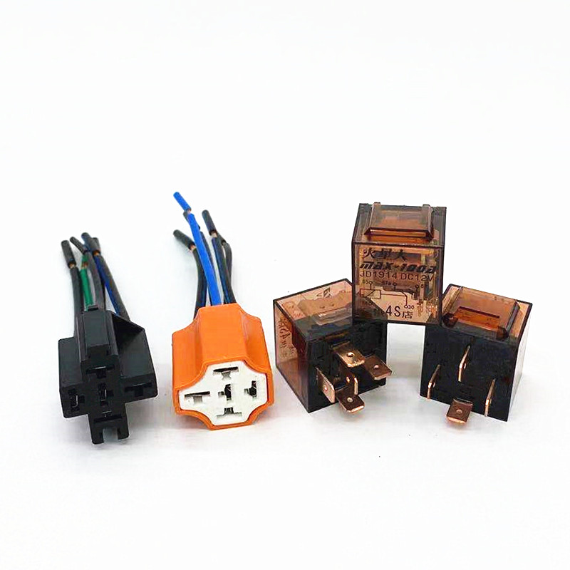 汽车12v继电器纯铜五脚带灯