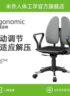大师椅丨米乔人体工学气动椅子护腰双背电脑椅网布办公椅职员椅