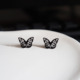 复古镂空黑色蝴蝶个性 y2k小巧百搭不锈钢女耳钉耳饰耳夹耳丁耳环