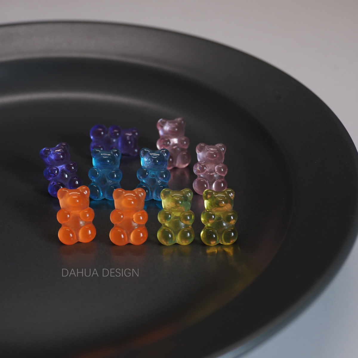 透明糖果色小熊软糖耳钉耳夹