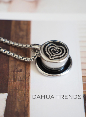 拉花咖啡杯不锈钢长款项链