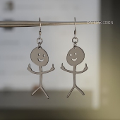 竖着中指 不锈钢耳环耳饰无洞耳夹 小人儿中性甜酷风小众设计个性