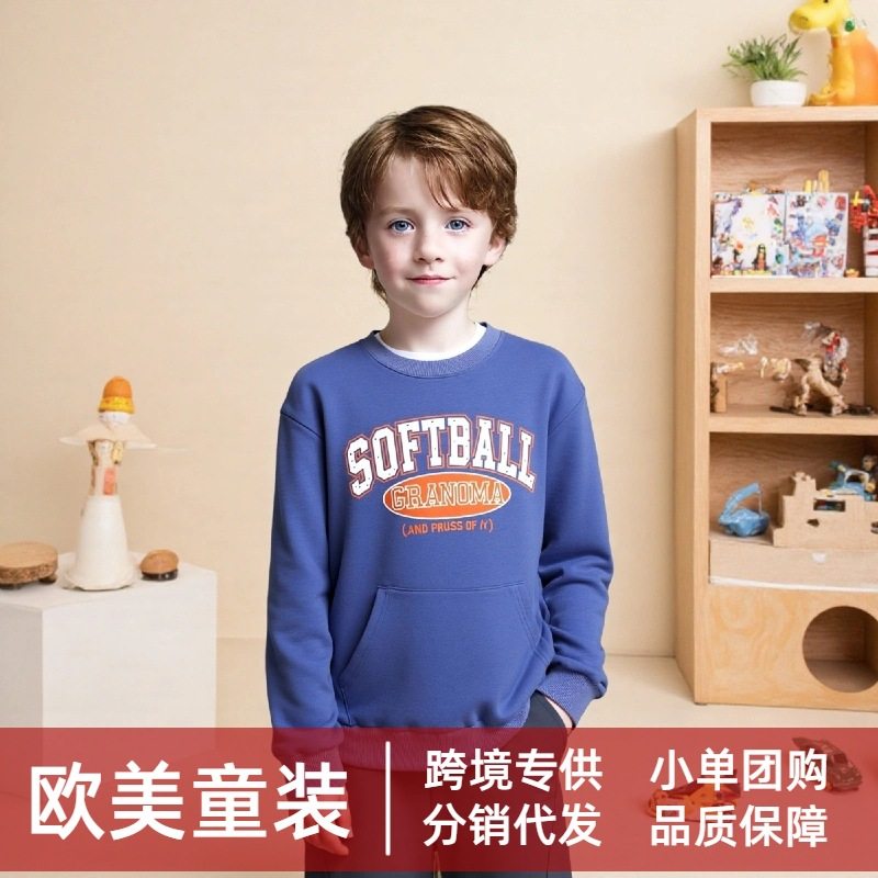秋冬季儿童卫衣时尚新品潮流印花欧美男童不带帽子运动衫一件