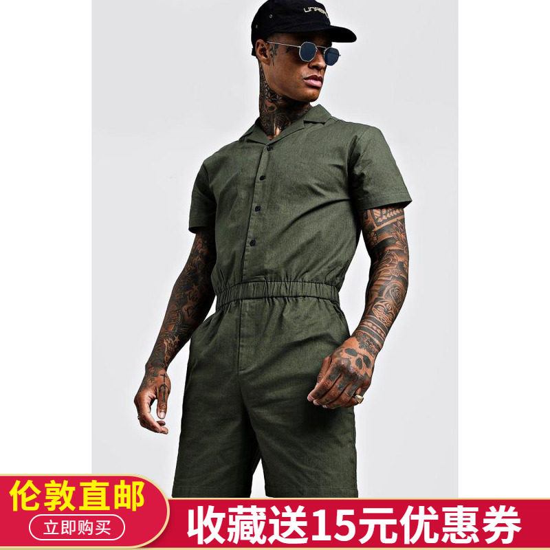 RZ美女当家英国直邮气质纯色修身弹力腰围硬汉气质肌肉连衣短裤男