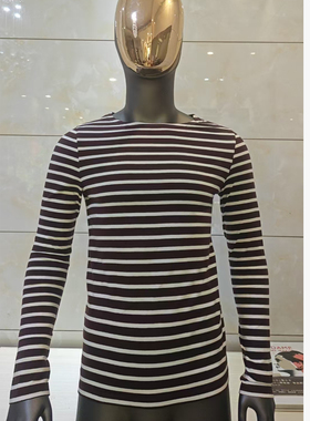 R美女当家英国直邮新款血红色和白色条纹舒适日常休闲男装长袖T恤