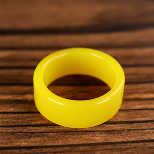 天然和田玉黄玉戒指指环男女款黄龙玉玉石戒指扳指新疆玉器复古风