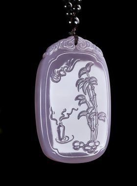 天然和田玉竹子蝙蝠手把件