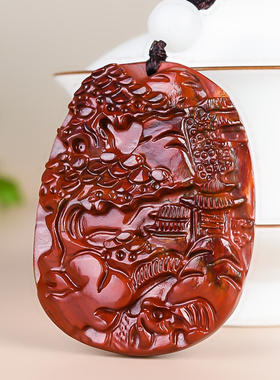 新疆和田玉籽料山水牌手把件