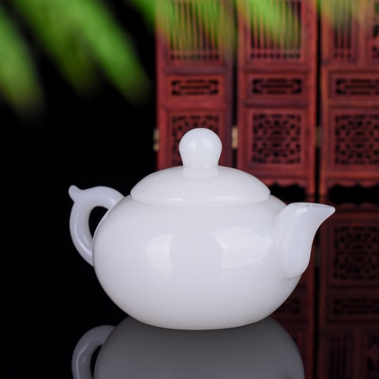 新疆和田玉茶壶酒壶和田白玉茶具把把壶酒壶酒具玉石摆件天然玉石