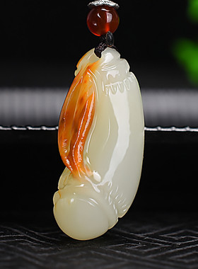 天然新疆和田玉白玉籽料竹节吊坠