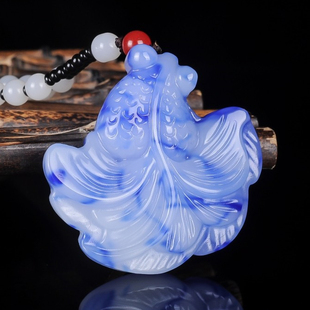 天然和田玉青花玉籽料富贵鱼吊坠女款金玉满堂玉鱼挂坠项链毛衣链